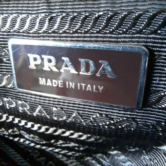 PRADA Vela Saffiano Leather Tessuto Tote Zip Green Enamel Triangle Logo Tan Bag